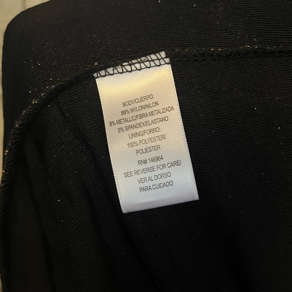 ROBBIE BEE SPECTACULAR SPARKLY BLACK WITH WHITE & GOLD ACCENTS FANCY MIDI DRESS - Picture 14 of 14